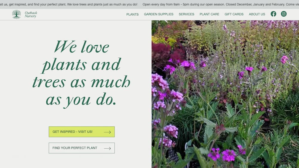 Outback Nursery Website Redesign by Lara Graves